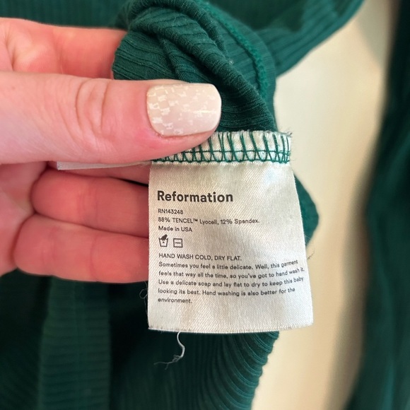 Reformation Women’s Nala Top Off The Shoulder Long Sleeve Size XS Ribbed Knit - Picture 4 of 7